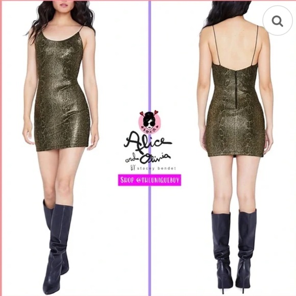 Alice + Olivia Delora Snake Skin Mini Dress - Picture 4 of 8